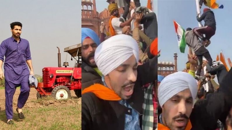 Who is Deep Sidhu waving the flag across the Red Fort
