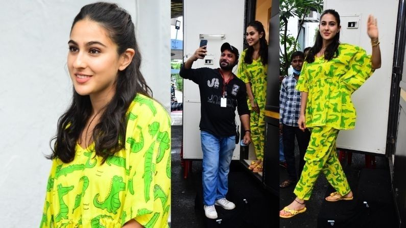 બોલીવુડની સુંદર અભિનેત્રી સારા અલી ખાન (Sara Ali Khan) આજે સવારે મુંબઈ એરપોર્ટ પર સ્પોટ થઈ હતી. ત્યારબાદ તે બપોરે શૂટિંગ કરતી જોવા મળી હતી.