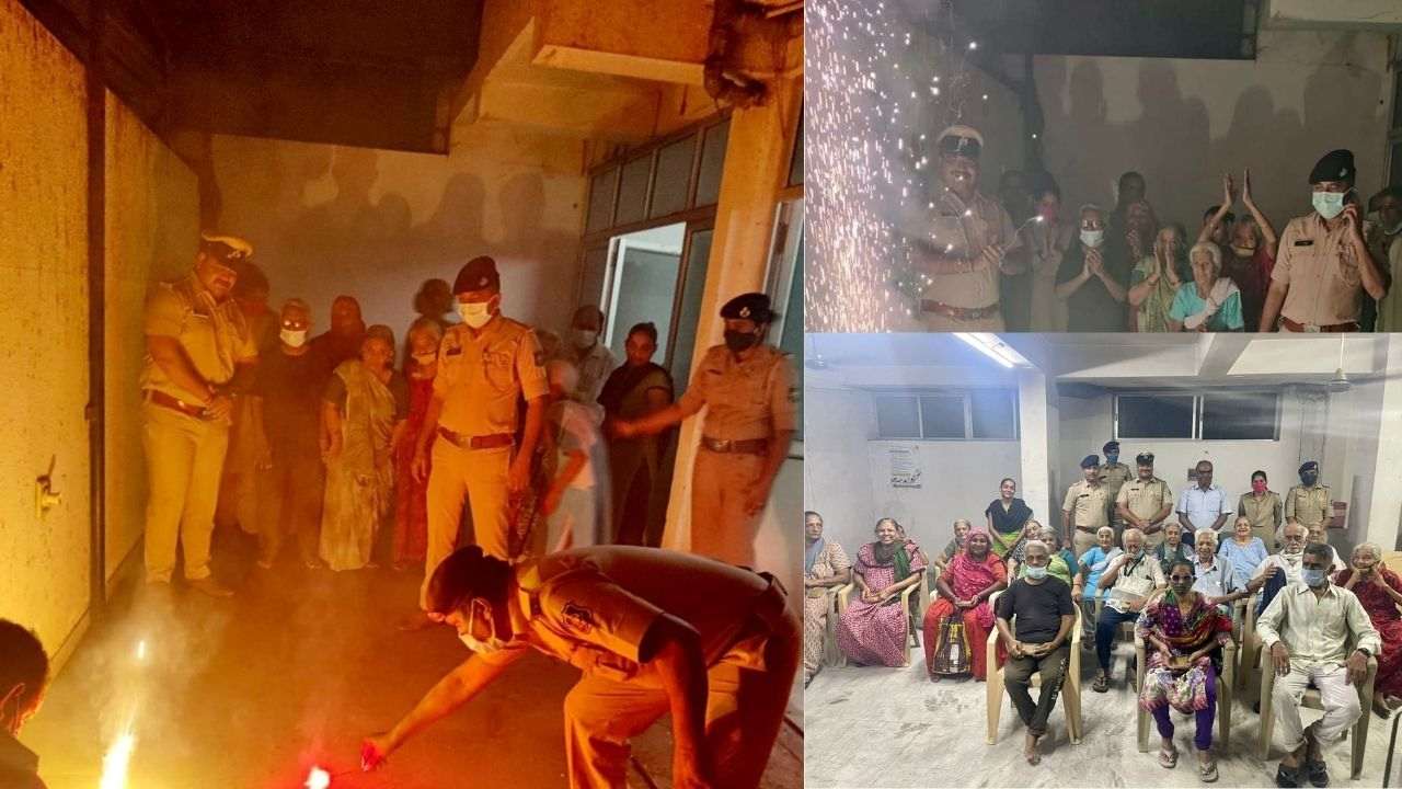 Police in Vadodara celebrated Diwali just before Diwali with elders in old age home