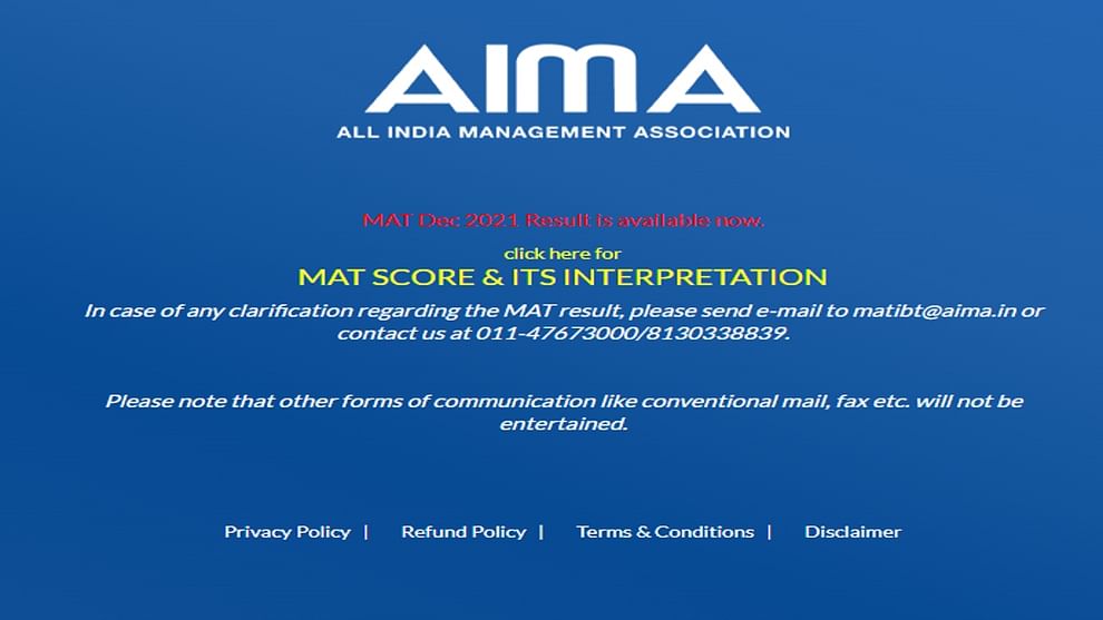 AIMA MAT Result 2021 ડિસેમ્બરમાં MAT પરિણામ જાહેર, આ રીતે તપાસો સ્કોર