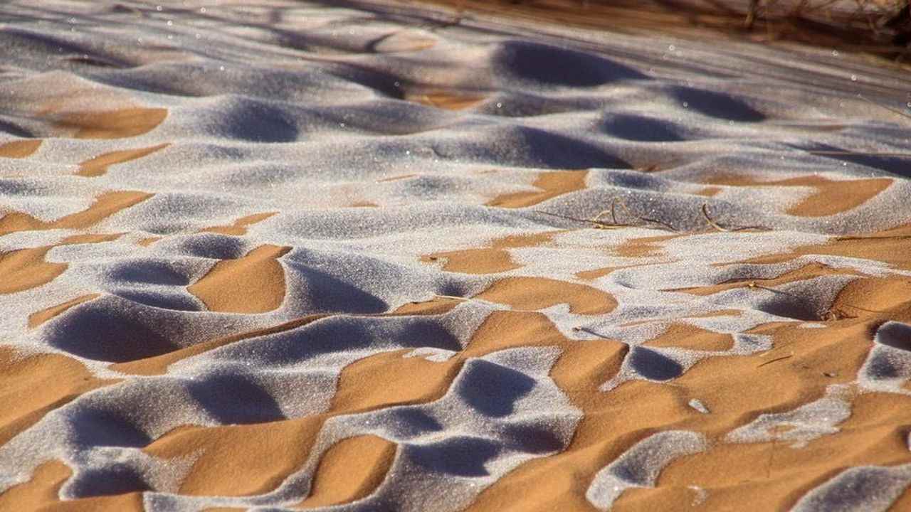 Sahara desert covered in Snowfall