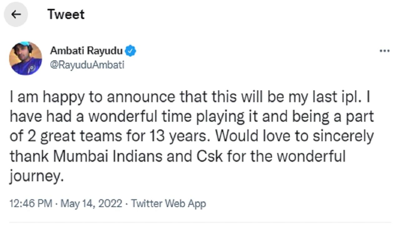 Ambati Rayudu Tweet: Why did Rayudu tweet about retirement? Find out what CSK coach Fleming said about this