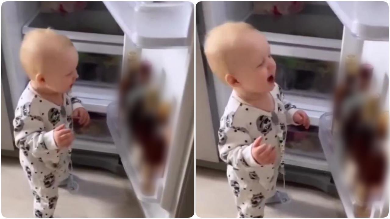 ફ્રિઝમાં દારૂની બોટલ જોઈ ખિલી ઉઠ્યો ટેણિયાનો ચહેરો, લોકોએ કહ્યું 'પાપા
