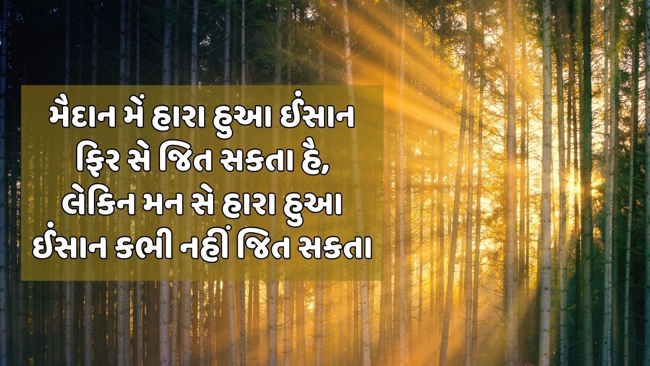 મૈદાન મેં હારા હુઆ ઈંસાન ફિર સે જિત સકતા હૈ, લેકિન મન સે હારા હુઆ ઈંસાન કભી નહીં જિત સકતા