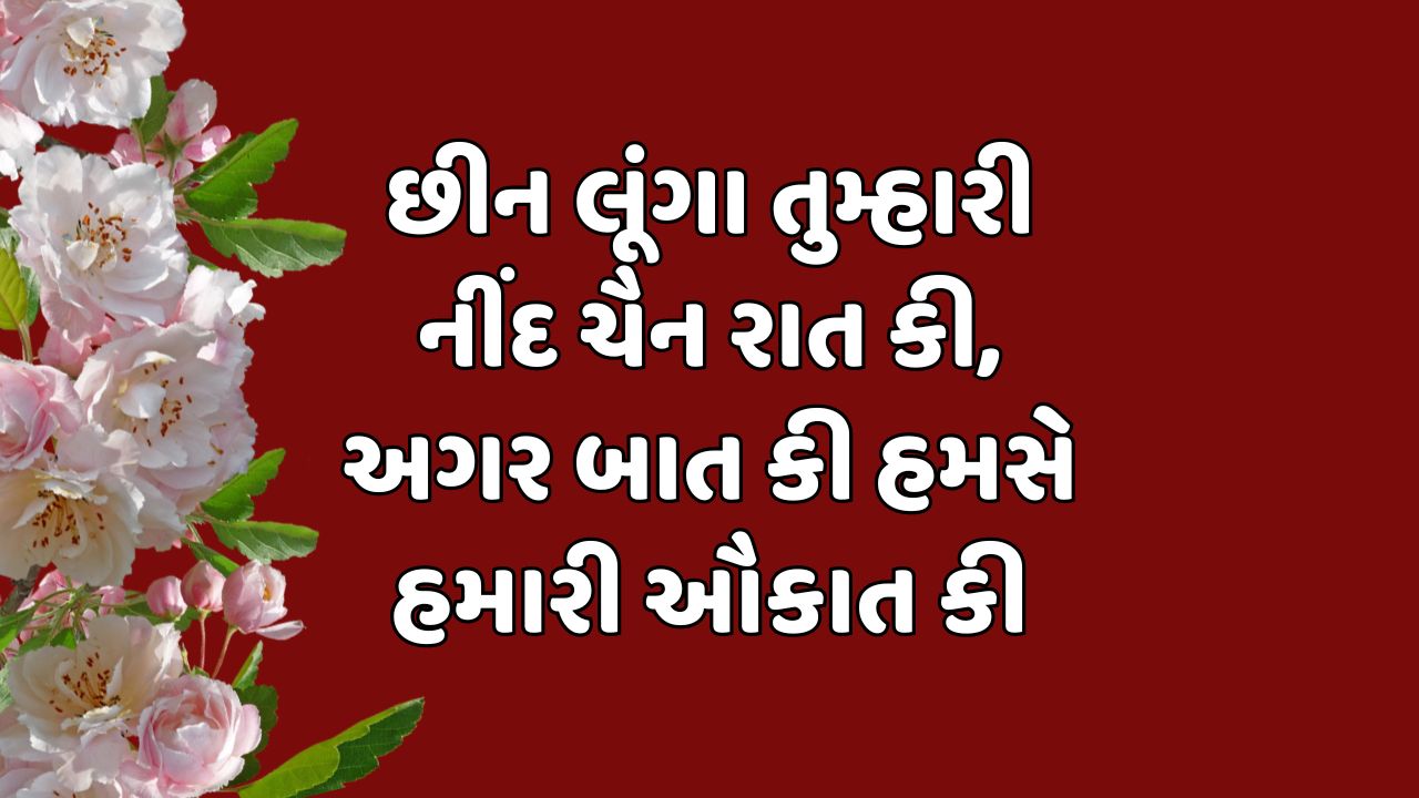 છીન લૂંગા તુમ્હારી નીંદ ચૈન રાત કી, અગર બાત કી હમસે હમારી ઔકાત કી 