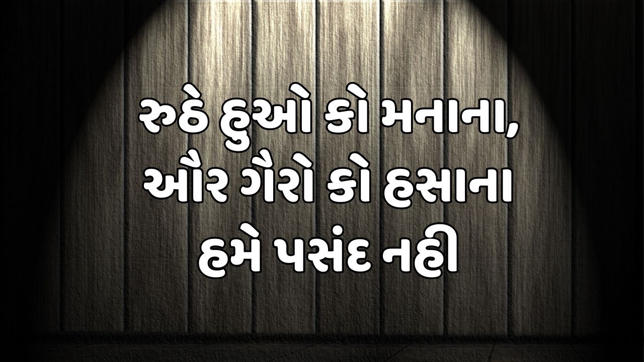 રુઠે હુઓ કો મનાના, ઔર ગૈરો કો હસાના હમે પસંદ નહી 